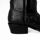 901 Bota Vaquera Punta J Imitacion Avestruz Negro