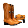 Combo Botas 901 Punta J Imitacion Avestruz Mantequilla