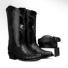 Combo Botas 901 Punta J Imitacion Avestruz Negro