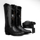 Combo Botas 901 Punta J Imitacion Avestruz Negro