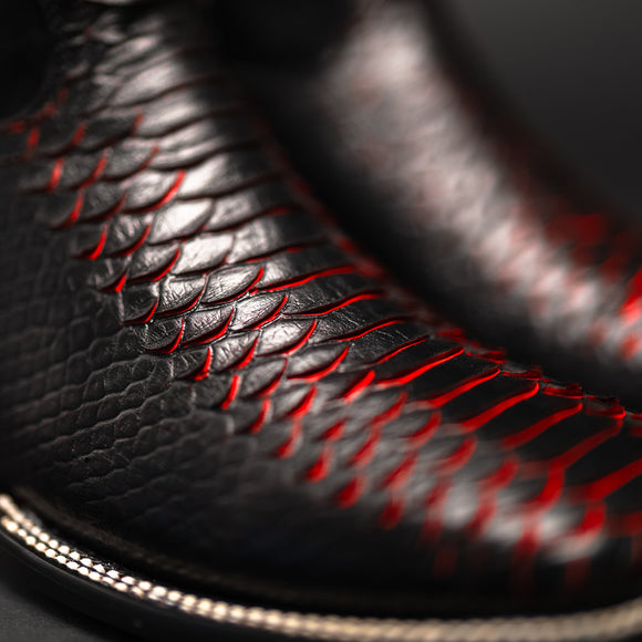 MEN'S WESTERN BOOTS VIPER LAVA PYTHON SQUARE TOE COWBOY BOOTS WITH BELT BUNDLE