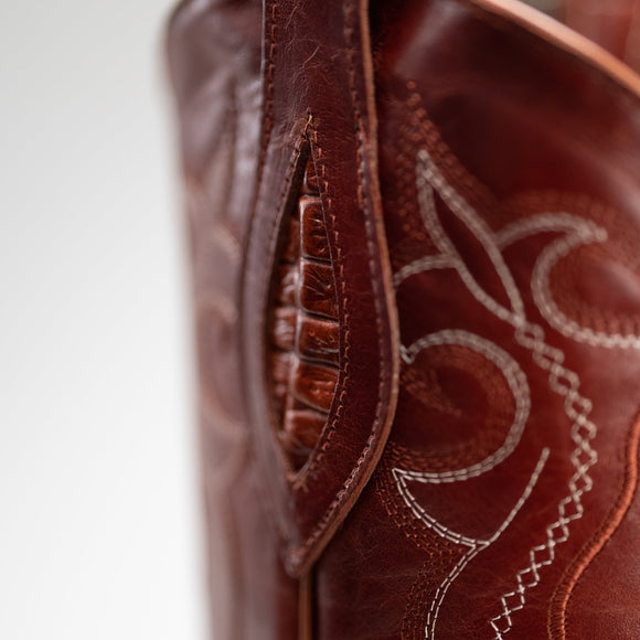 904 CONAC MEN'S WESTERN BOOTS PRINT LEATHER J TOE CAYMAN COWBOY BOOTS