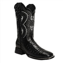 COMBO 706 Bota de Rodeo Piel de Caiman Original Negra