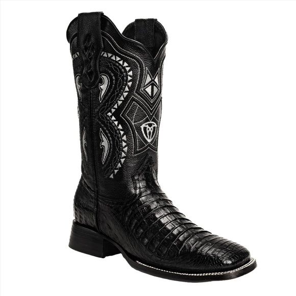 COMBO 706 Bota de Rodeo Piel de Caiman Original Negra