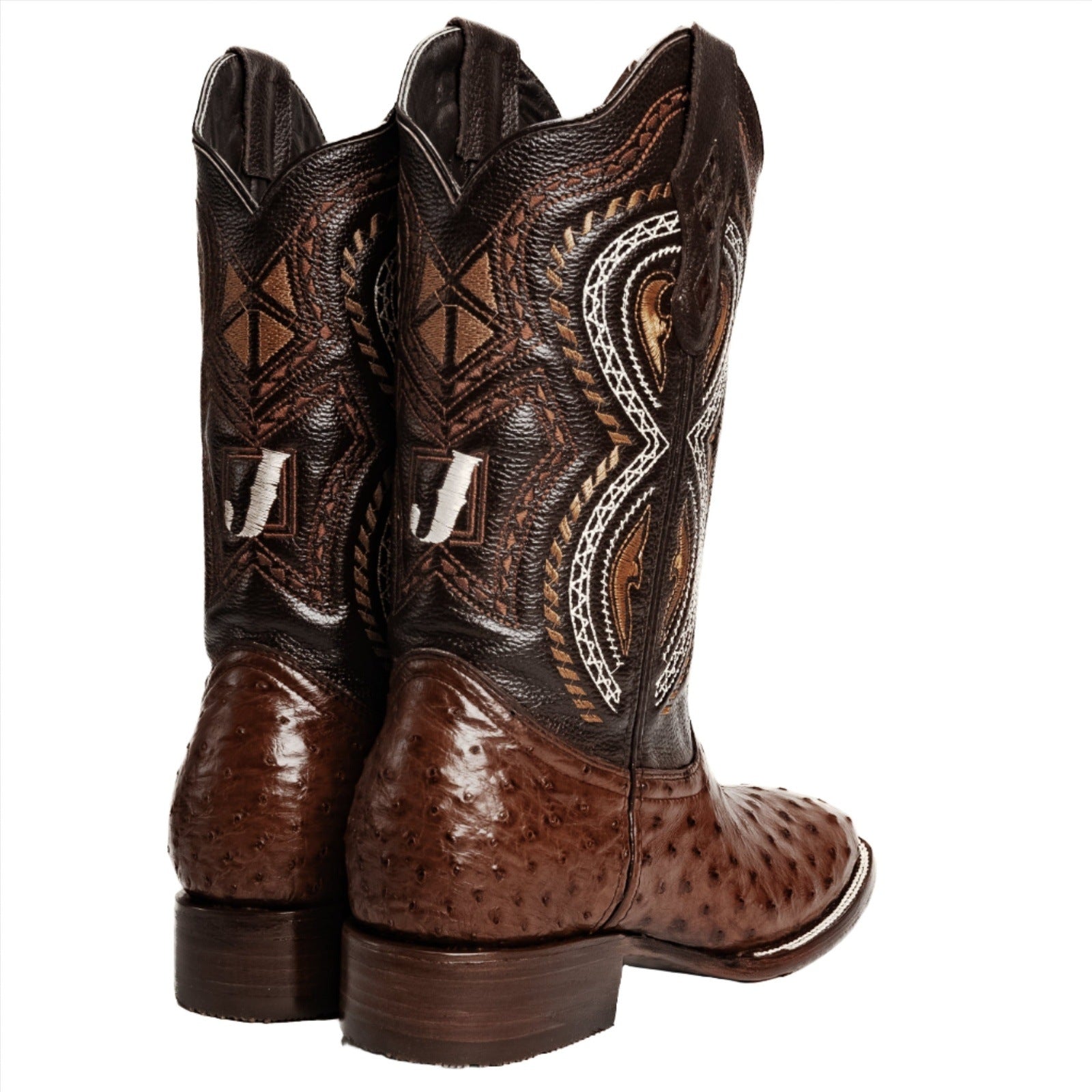 COMBO 703 Bota de Rodeo Piel de Avestruz Original Cafe