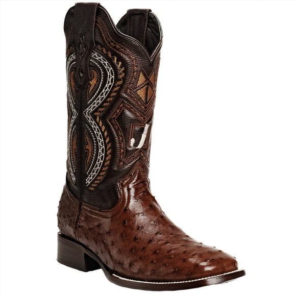 COMBO 703 Bota de Rodeo Piel de Avestruz Original Cafe
