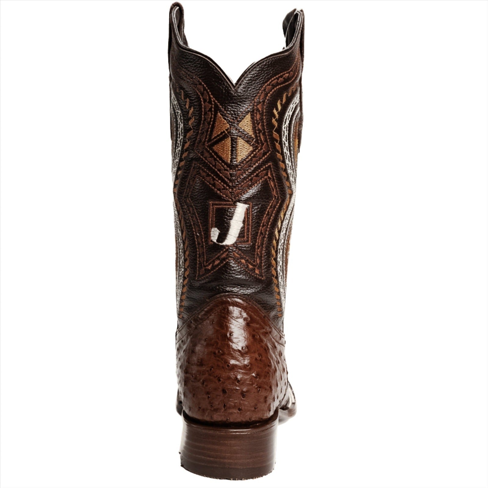 COMBO 703 Bota de Rodeo Piel de Avestruz Original Cafe