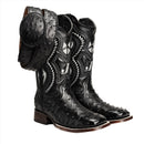 COMBO 703 Bota de Rodeo Piel de Avestruz Original Negra