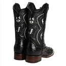 COMBO 703 Bota de Rodeo Piel de Avestruz Original Negra