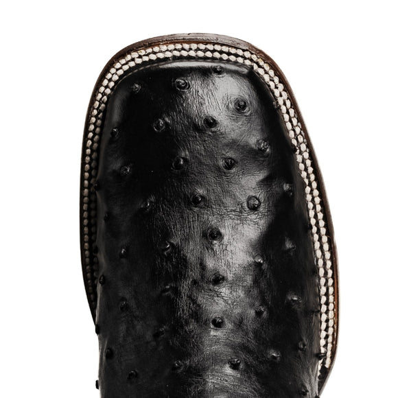 COMBO 703 Bota de Rodeo Piel de Avestruz Original Negra