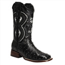 COMBO 703 Bota de Rodeo Piel de Avestruz Original Negra