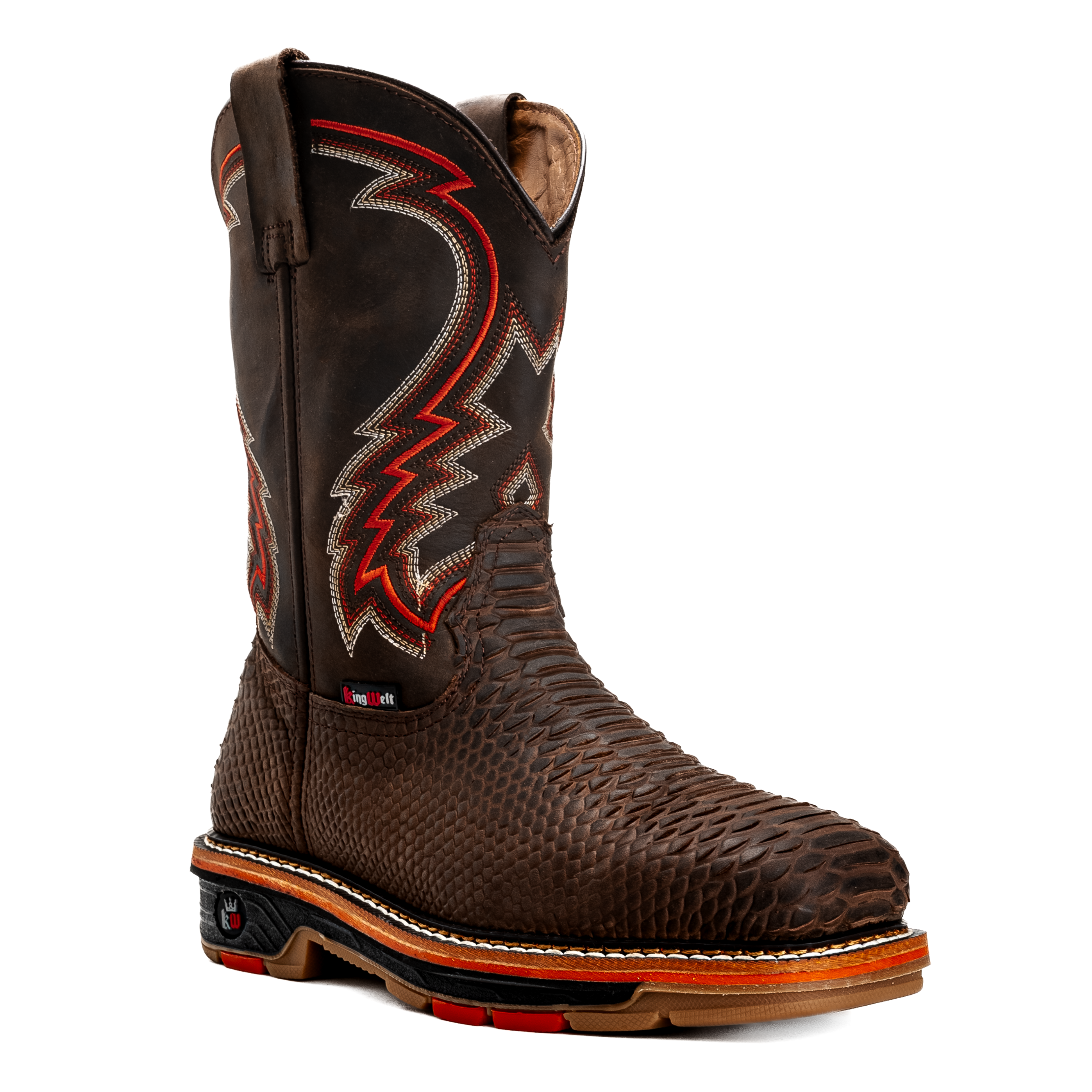 MEN'S 4X4 FORCE VENOM SQUARE TOE RUSTIC BROWN WORK BOOTS  PULL ON ROPPER