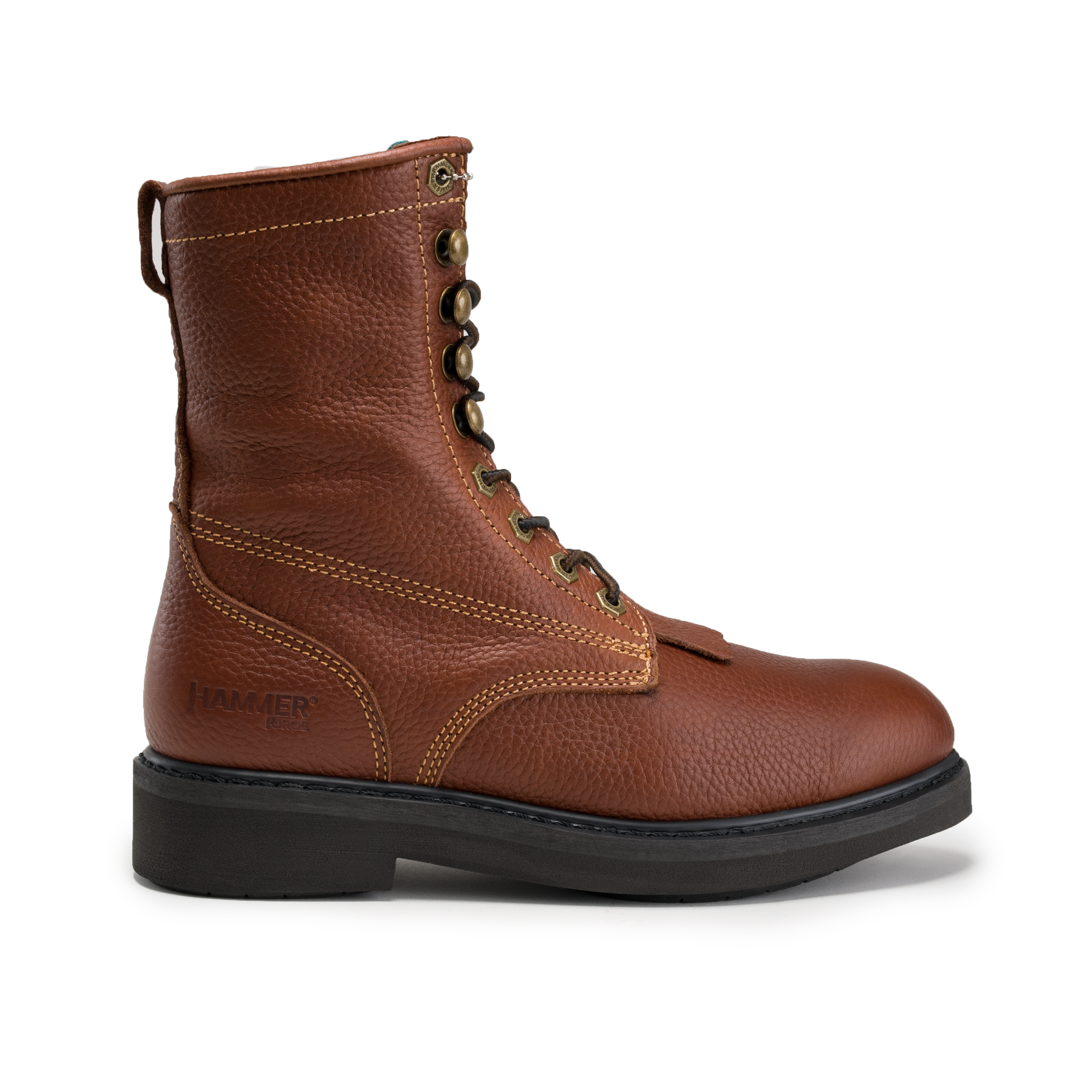 MEN'S FORCE 8" HM118 COMFORT AND ZIPPER LACE UP WORK BOOTS FULL GRAIN LEATHER