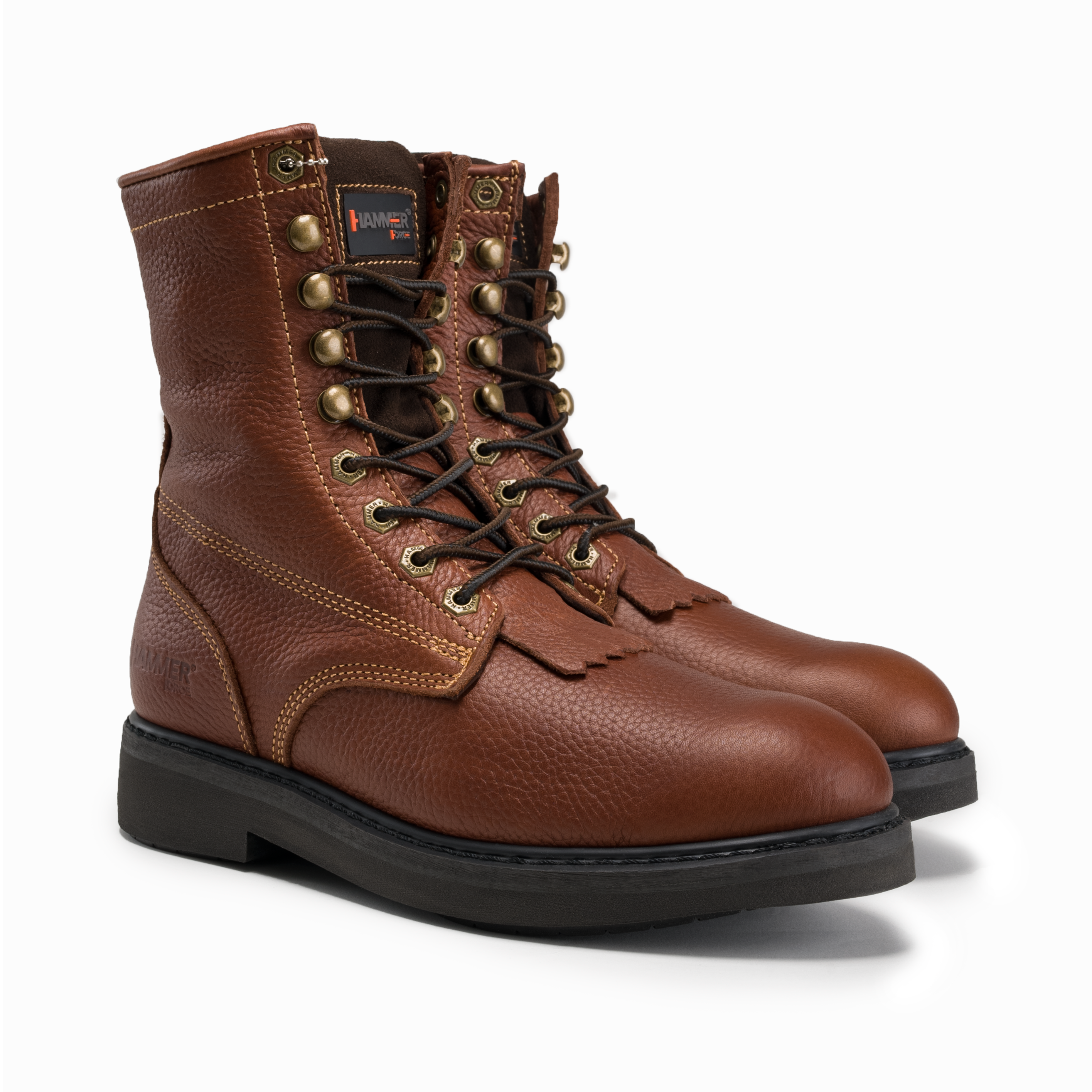 Buy tan MEN&#39;S FORCE 8&quot; HM118 COMFORT AND ZIPPER LACE UP WORK BOOTS FULL GRAIN LEATHER