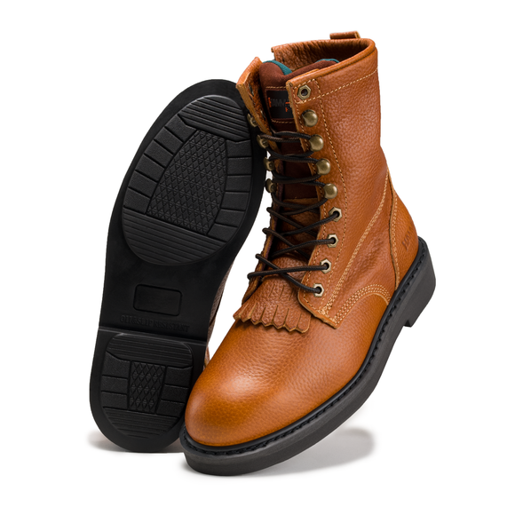 MEN'S FORCE 8" HM118 COMFORT AND ZIPPER LACE UP WORK BOOTS FULL GRAIN LEATHER