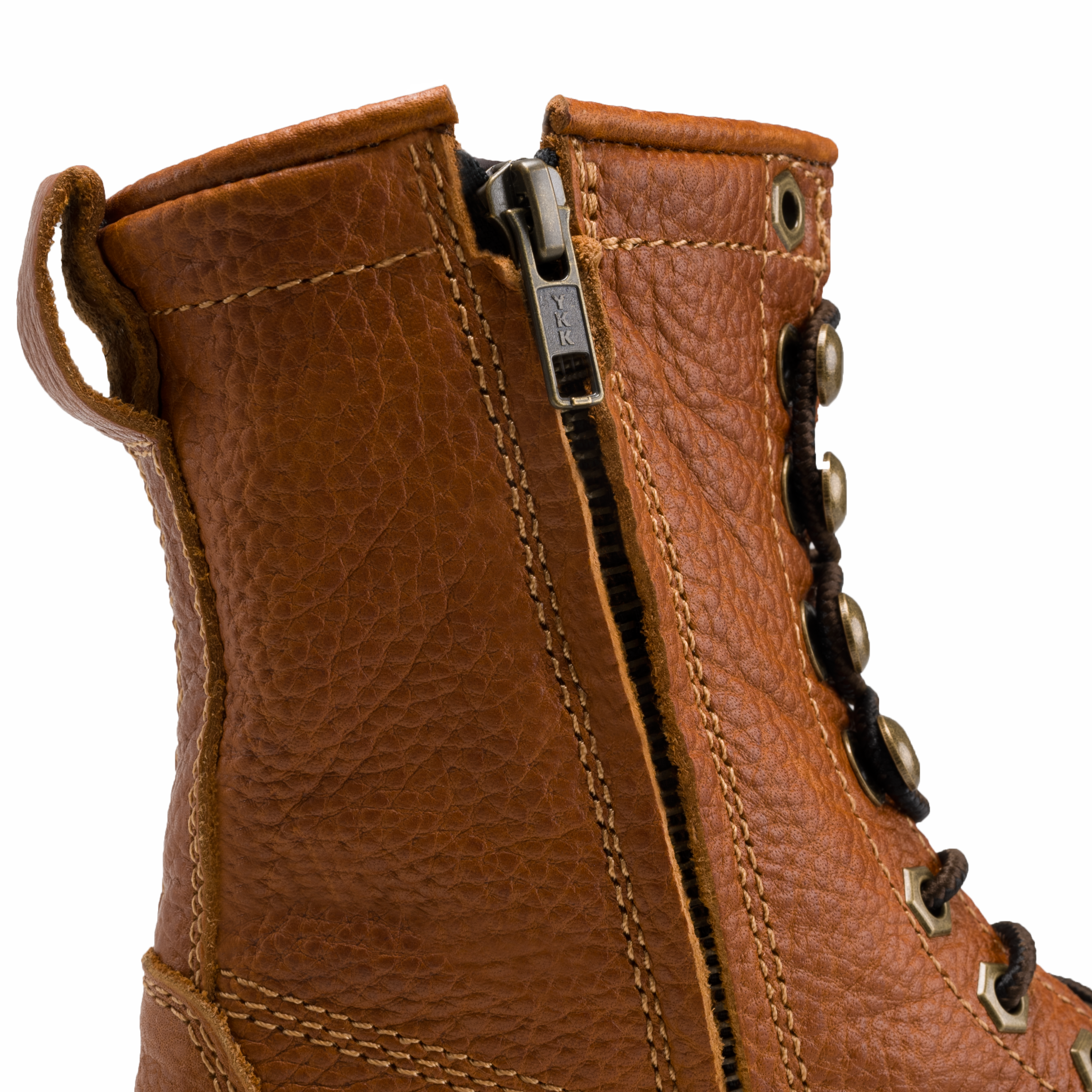 MEN'S FORCE 8" HM118 COMFORT AND ZIPPER LACE UP WORK BOOTS FULL GRAIN LEATHER