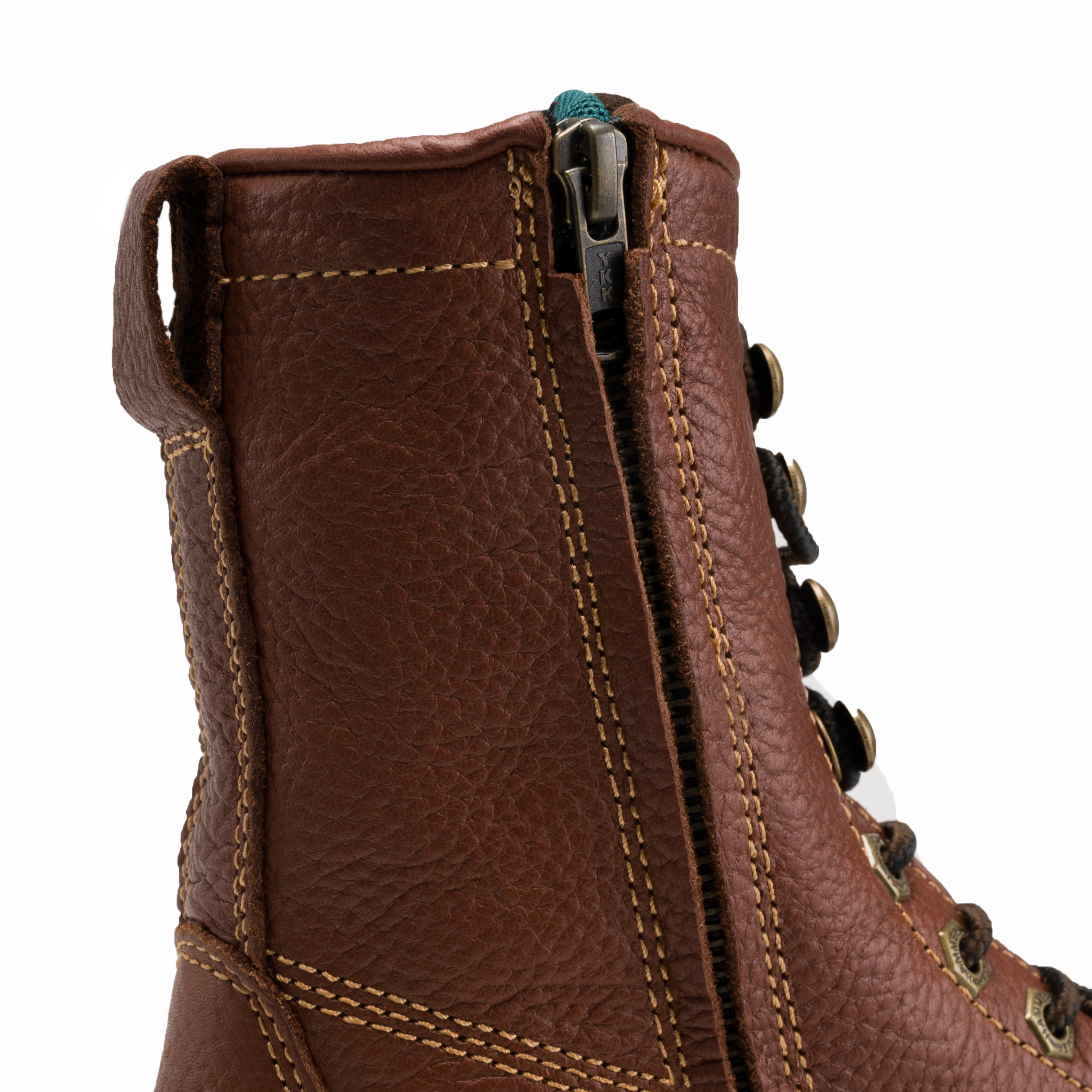MEN'S FORCE 8" HM118 COMFORT AND ZIPPER LACE UP WORK BOOTS FULL GRAIN LEATHER