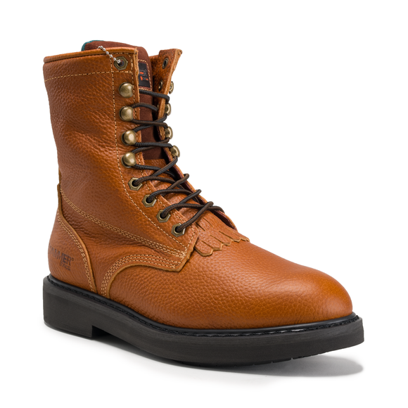 MEN'S FORCE 8" HM118 COMFORT AND ZIPPER LACE UP WORK BOOTS FULL GRAIN LEATHER