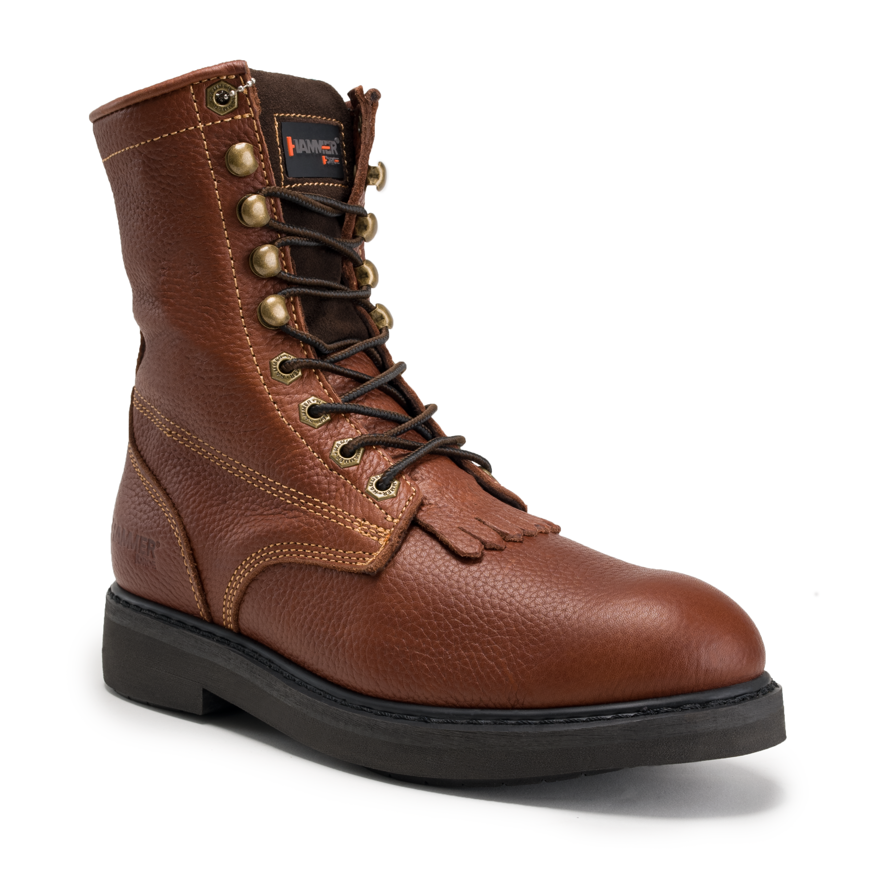 MEN'S FORCE 8" HM118 COMFORT AND ZIPPER LACE UP WORK BOOTS FULL GRAIN LEATHER