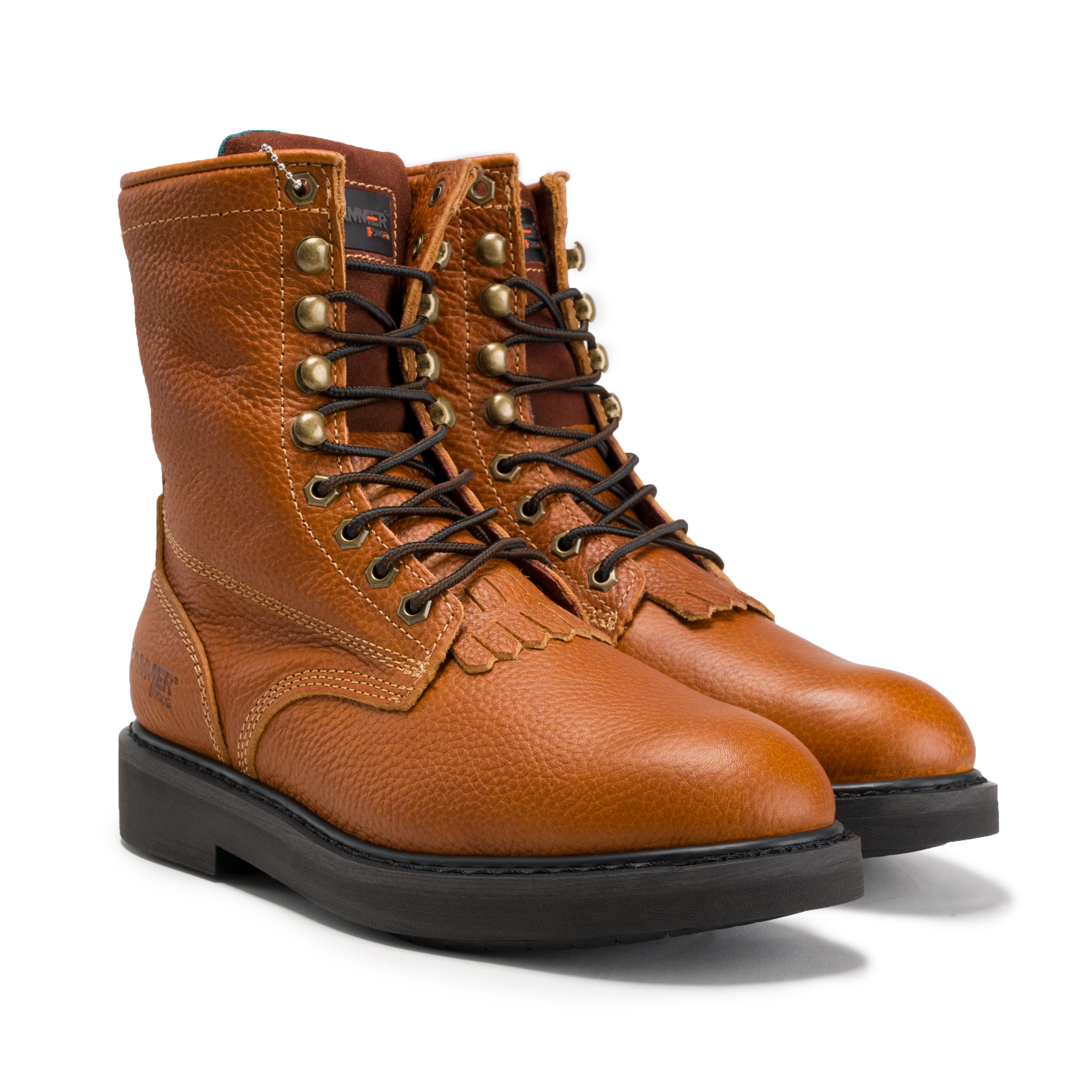 MEN'S FORCE 8" HM118 COMFORT AND ZIPPER LACE UP WORK BOOTS FULL GRAIN LEATHER