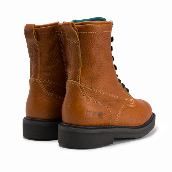 MEN'S FORCE 8" HM118 COMFORT AND ZIPPER LACE UP WORK BOOTS FULL GRAIN LEATHER