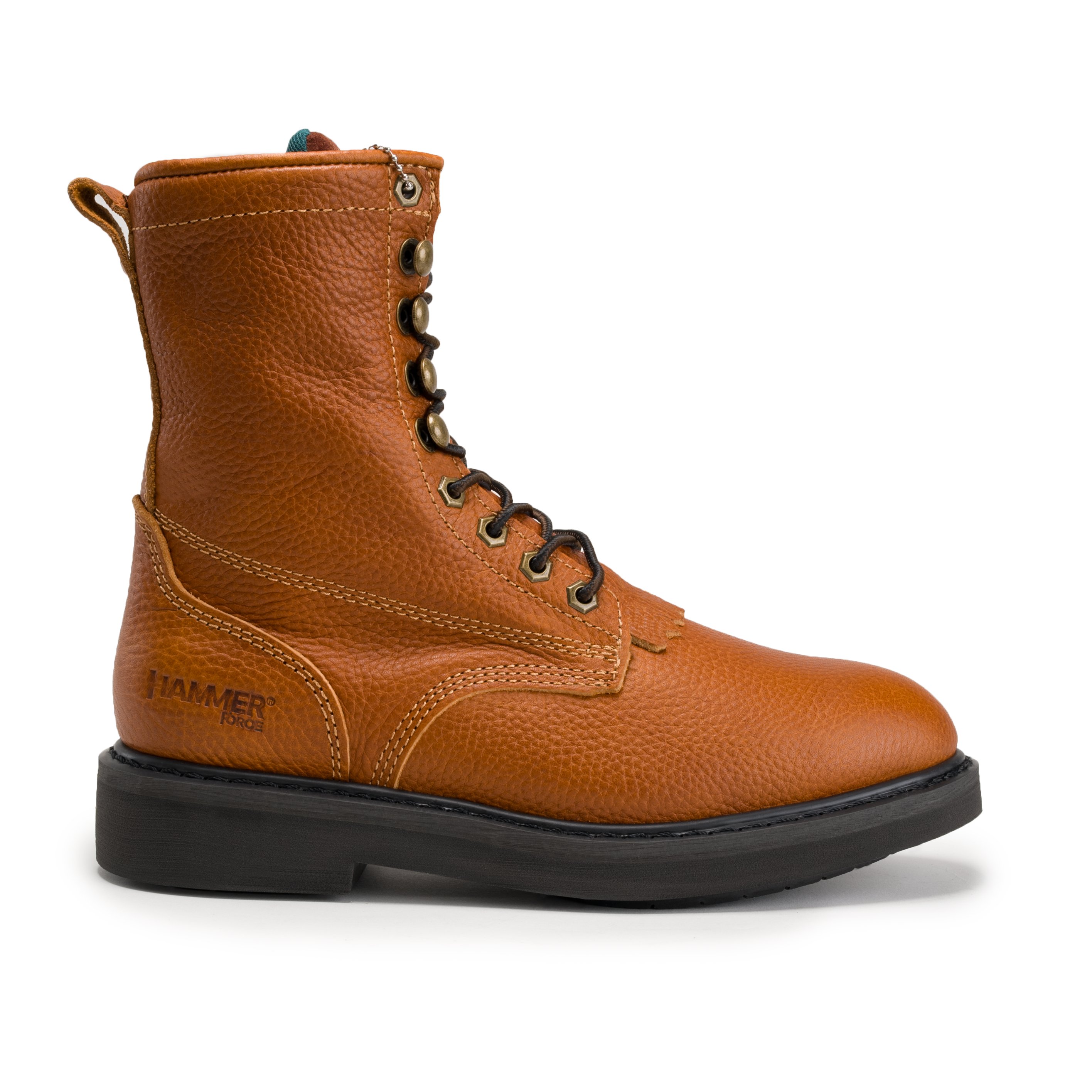 MEN'S FORCE 8" HM118 COMFORT AND ZIPPER LACE UP WORK BOOTS FULL GRAIN LEATHER - 0