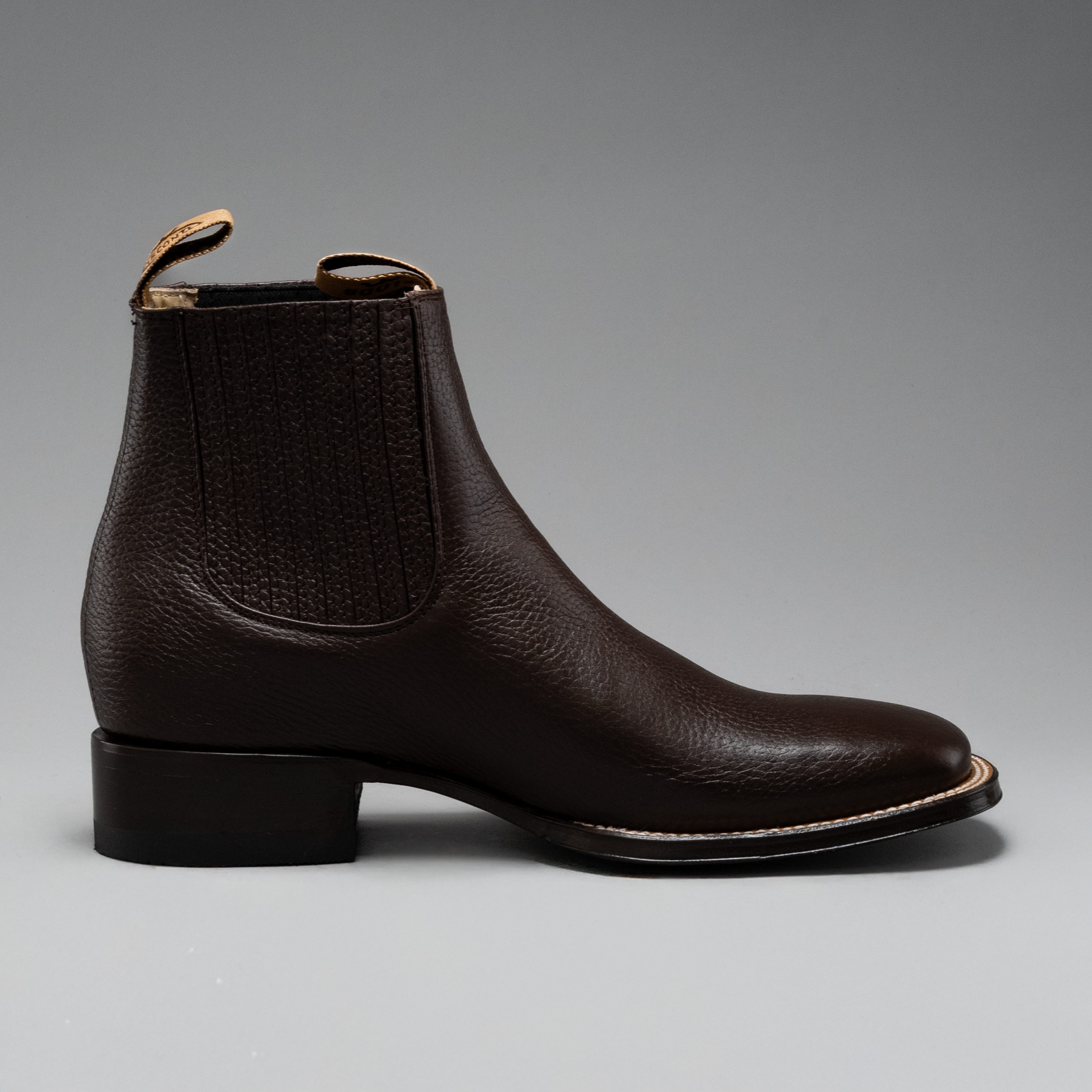 MEN'S VS370 CLASSIC BLACK LEATHER SQUARE TOE ANKLE COWBOY BOOTS