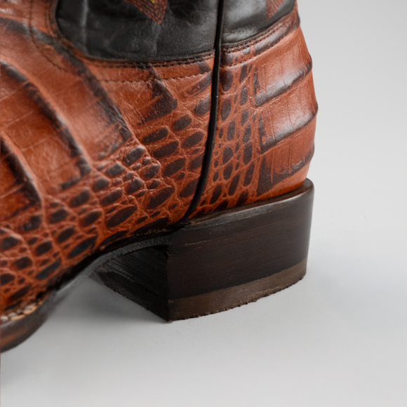 MEN'S CAIMAN BD704 WESTERN BOOTS SHEDRON SQUARE TOE COWBOY BOOTS WITH BELT BUNDLE