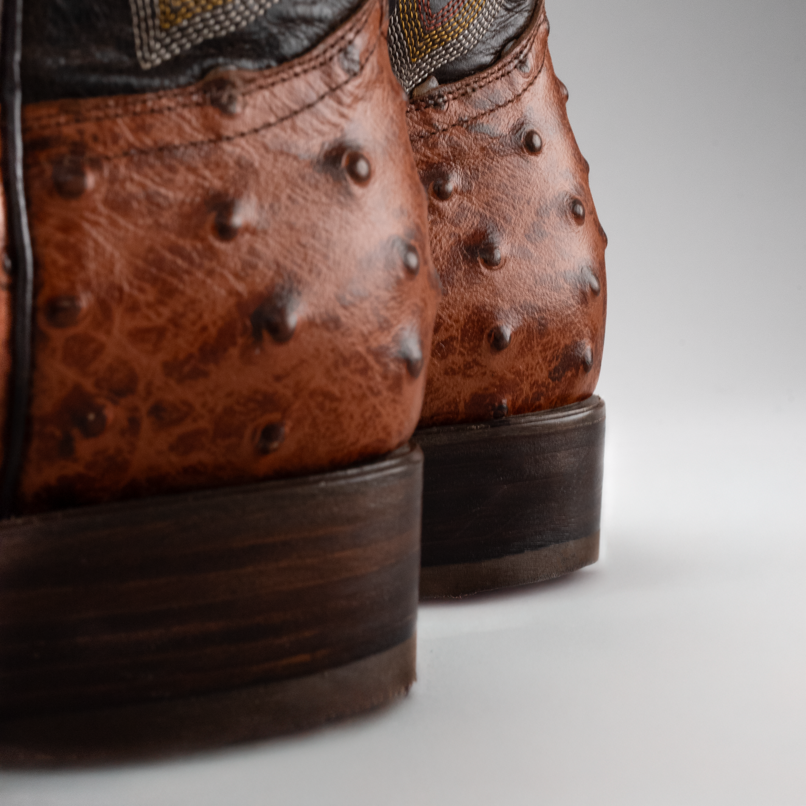 MEN'S OSTRICH BD701 WESTERN BOOTS SHEDRON SQUARE TOE COWBOY BOOTS WITH BELT BUNDLE