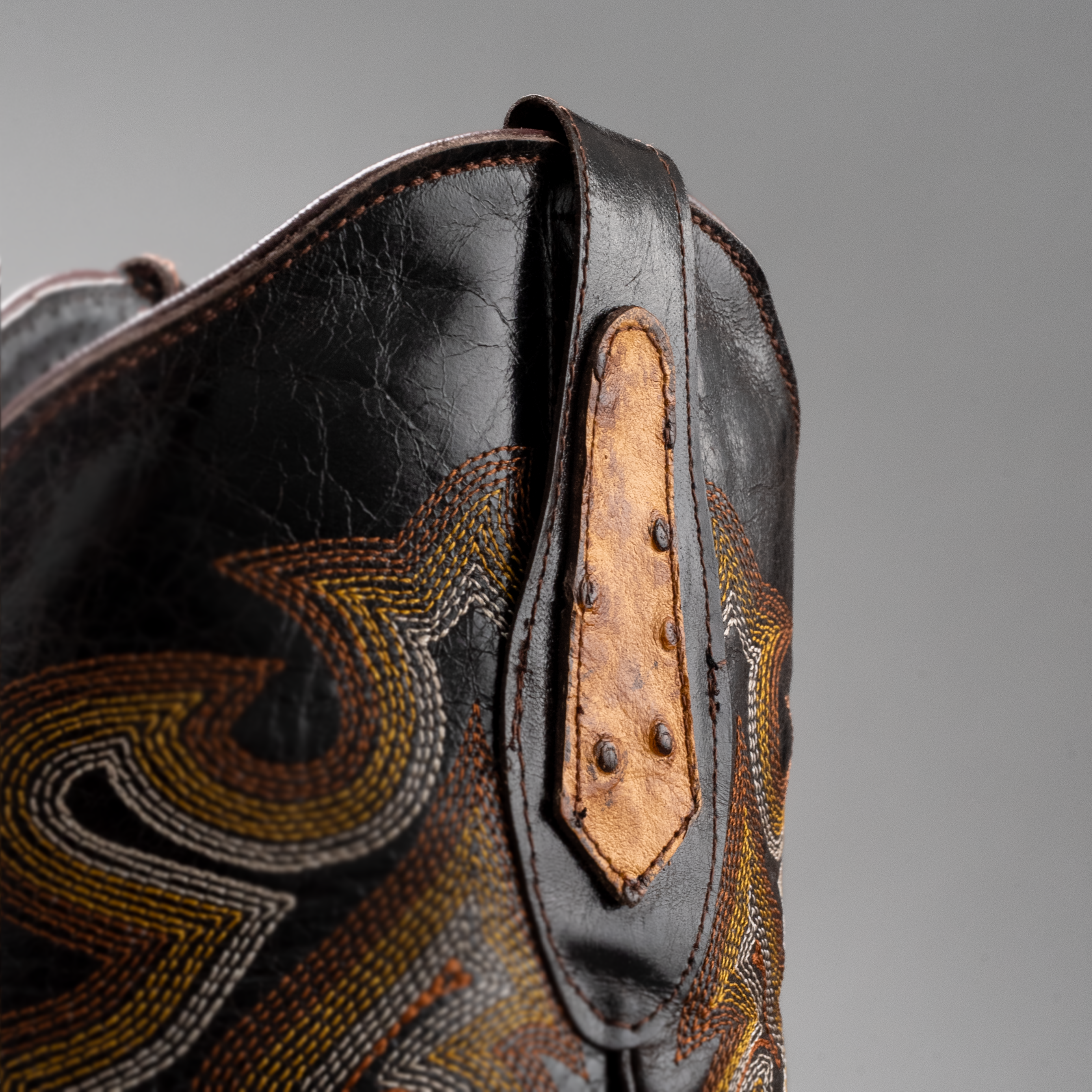 BD701 MEN'S WESTERN BOOTS OSTRICH PRINT LEATHER SQUARE TOE COWBOY BOOTS BUTTERCUP COLOR