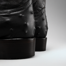 MEN'S BLACK BD701 OSTRICH WESTERN BOOT SQUARE TOE COWBOY BOOTS WITH BELT BUNDLE-3