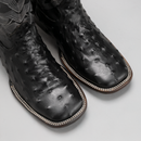 MEN'S BLACK BD701 OSTRICH WESTERN BOOT SQUARE TOE COWBOY BOOTS WITH BELT BUNDLE-4