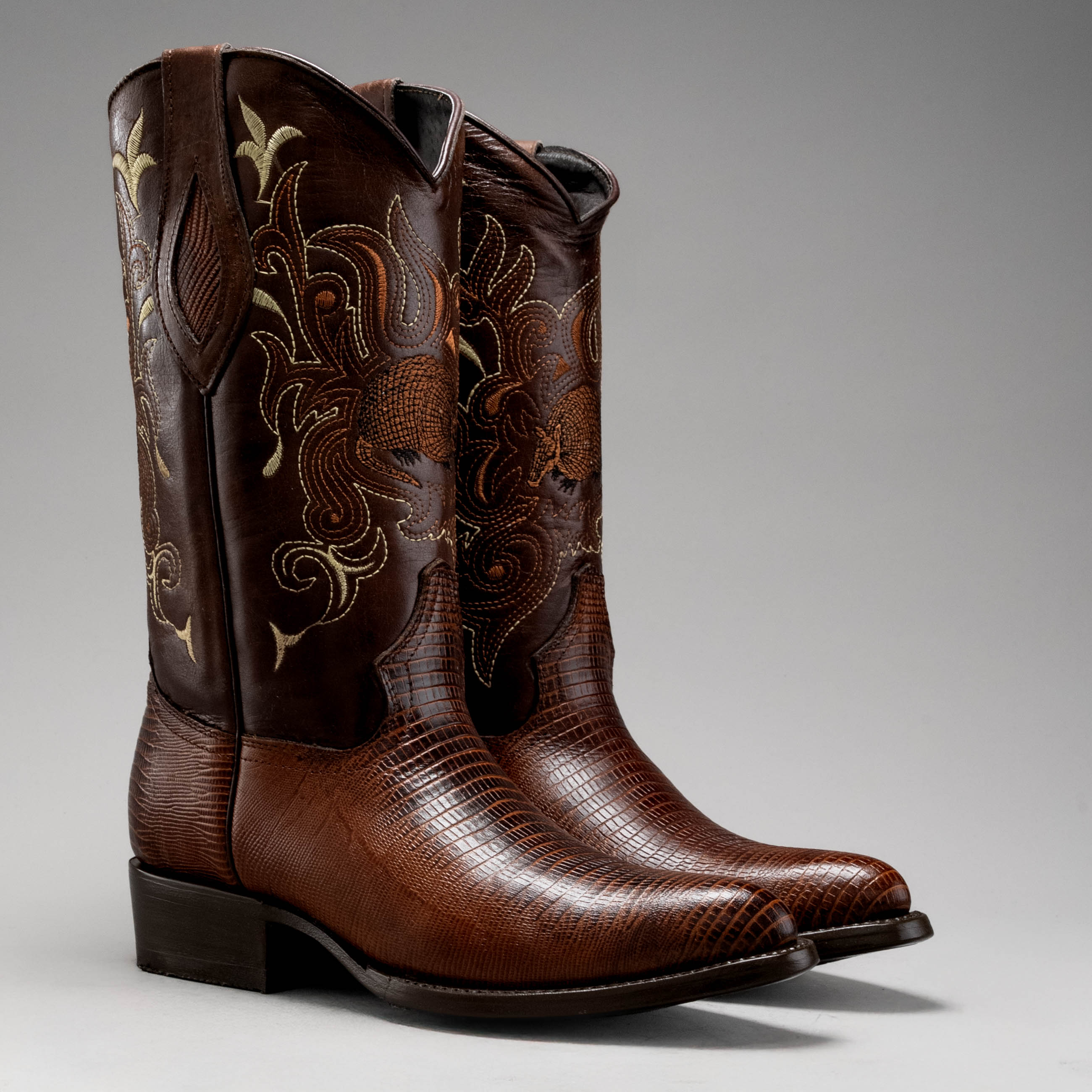 MEN'S WESTERN BOOTS 913 BROWN  J TOE COWBOY & RODEO BOOTS WITH  BELT BUNDLE - 0