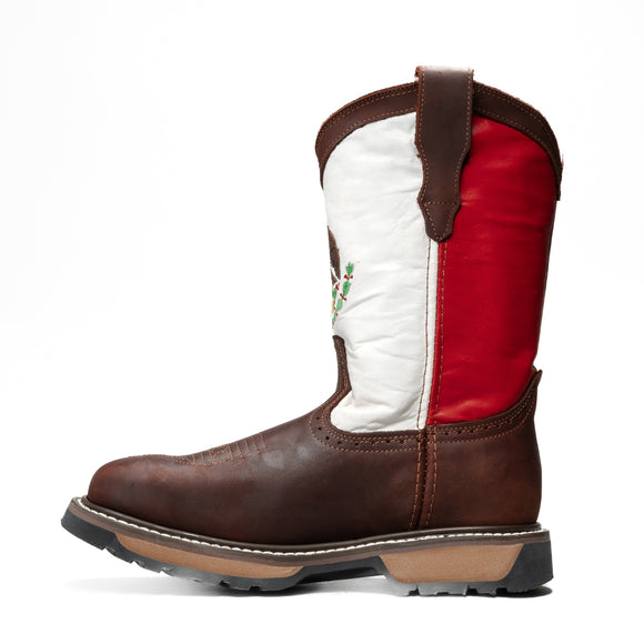 MEN'S 5006 DUAL DENSITY FULL GRAIN LEATHER SQUARE TOE EMBROIDERED FLAG ON SHAFT WORK BOOT - 0