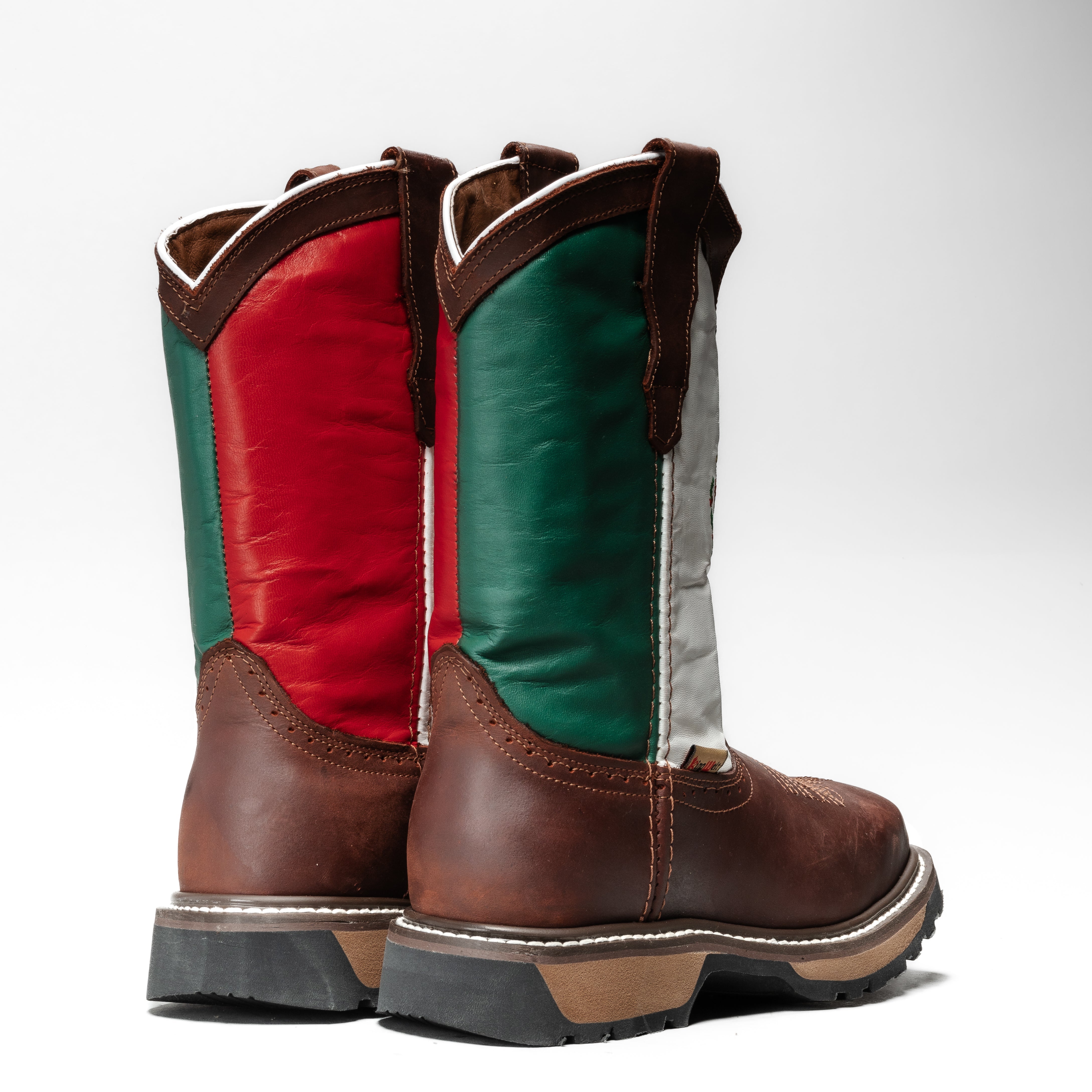MEN'S 5006 DUAL DENSITY FULL GRAIN LEATHER SQUARE TOE EMBROIDERED FLAG ON SHAFT WORK BOOT