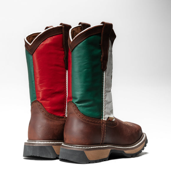 MEN'S 5006 DUAL DENSITY FULL GRAIN LEATHER SQUARE TOE EMBROIDERED FLAG ON SHAFT WORK BOOT