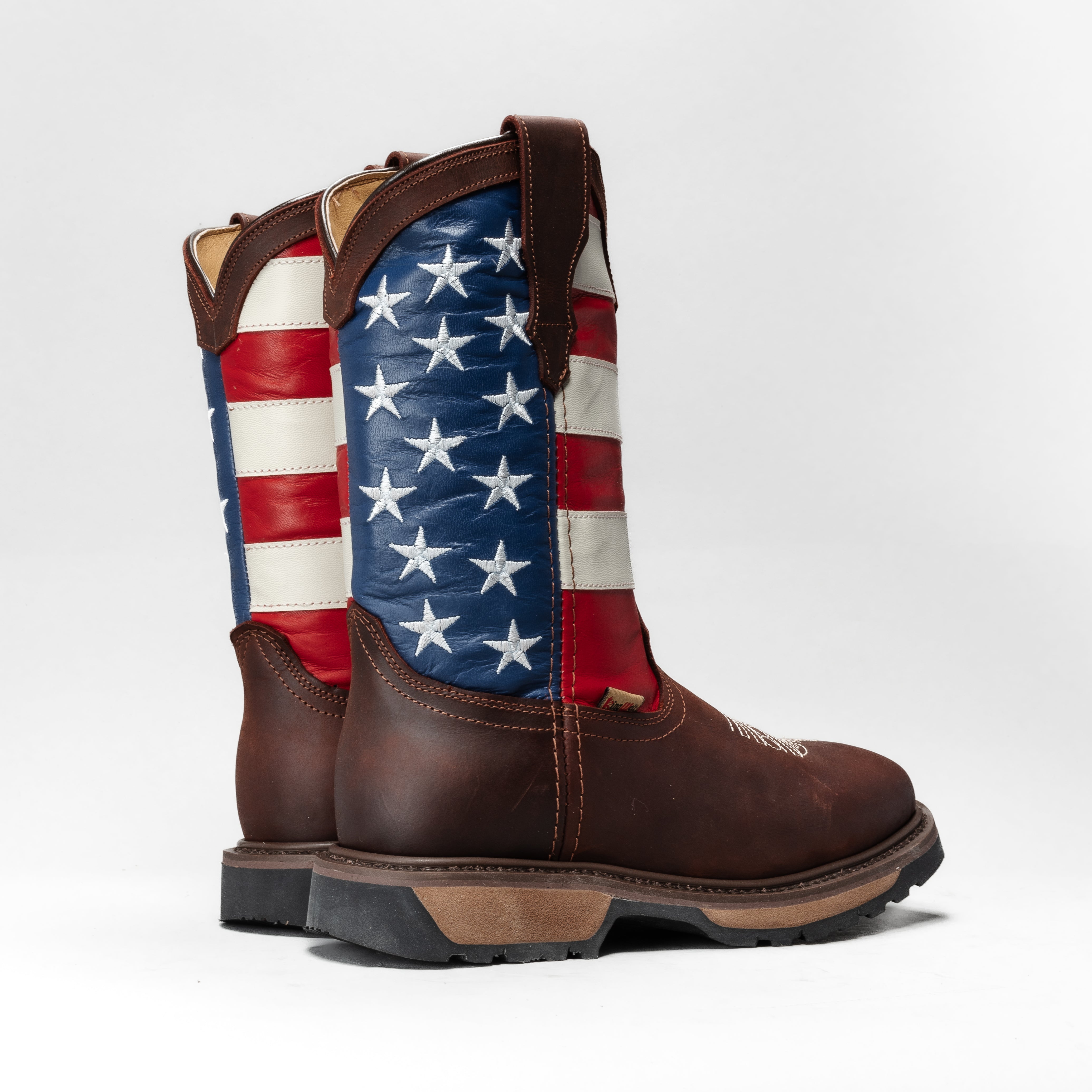 MEN'S  KW5007  WORK BOOTSDUAL DENSITY USA FLAG FULL GRAIN LEATHER 4X4 - 0