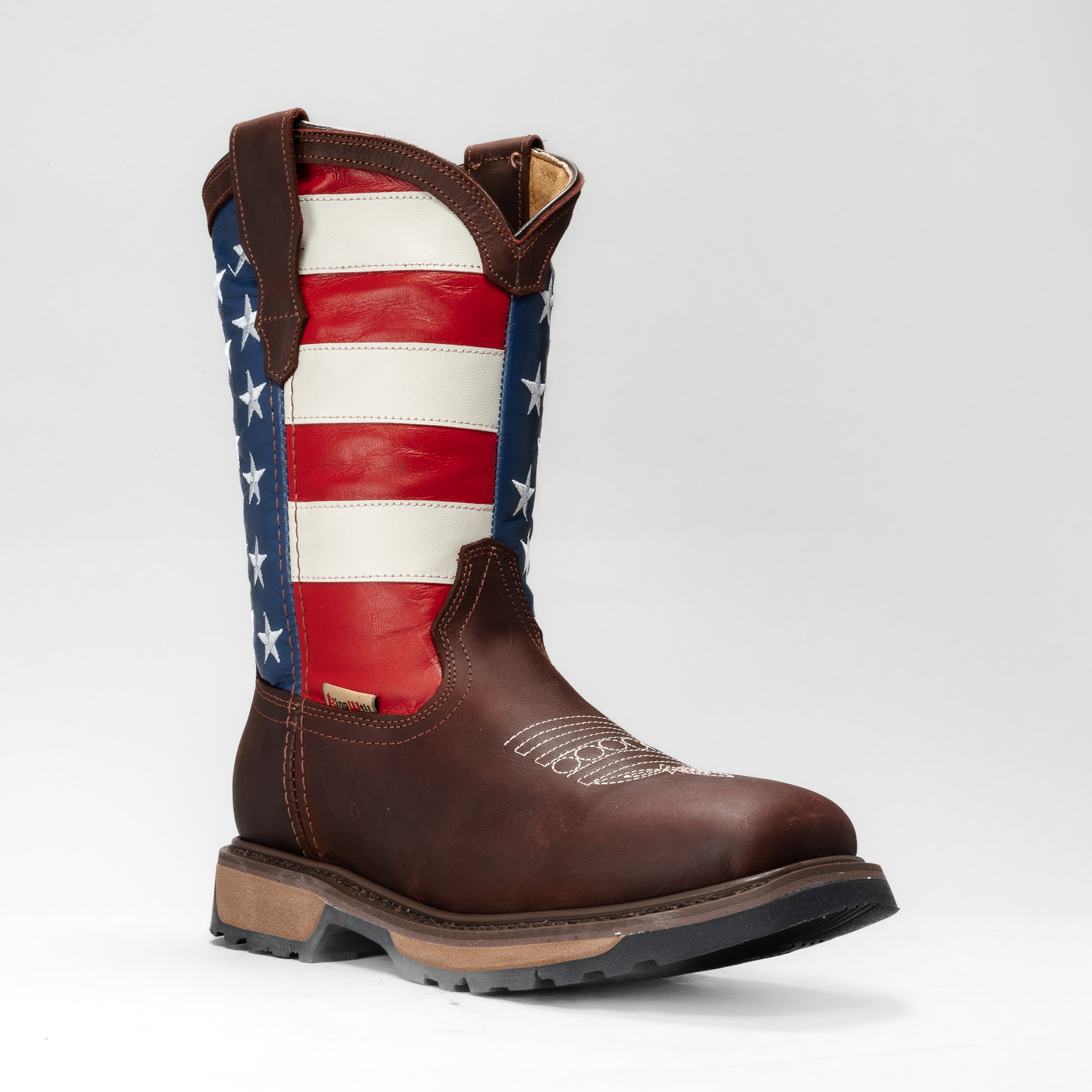MEN'S  KW5007  WORK BOOTSDUAL DENSITY USA FLAG FULL GRAIN LEATHER 4X4
