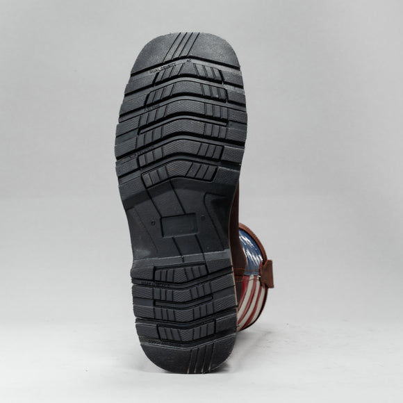 MEN'S  KW5007  WORK BOOTSDUAL DENSITY USA FLAG FULL GRAIN LEATHER 4X4