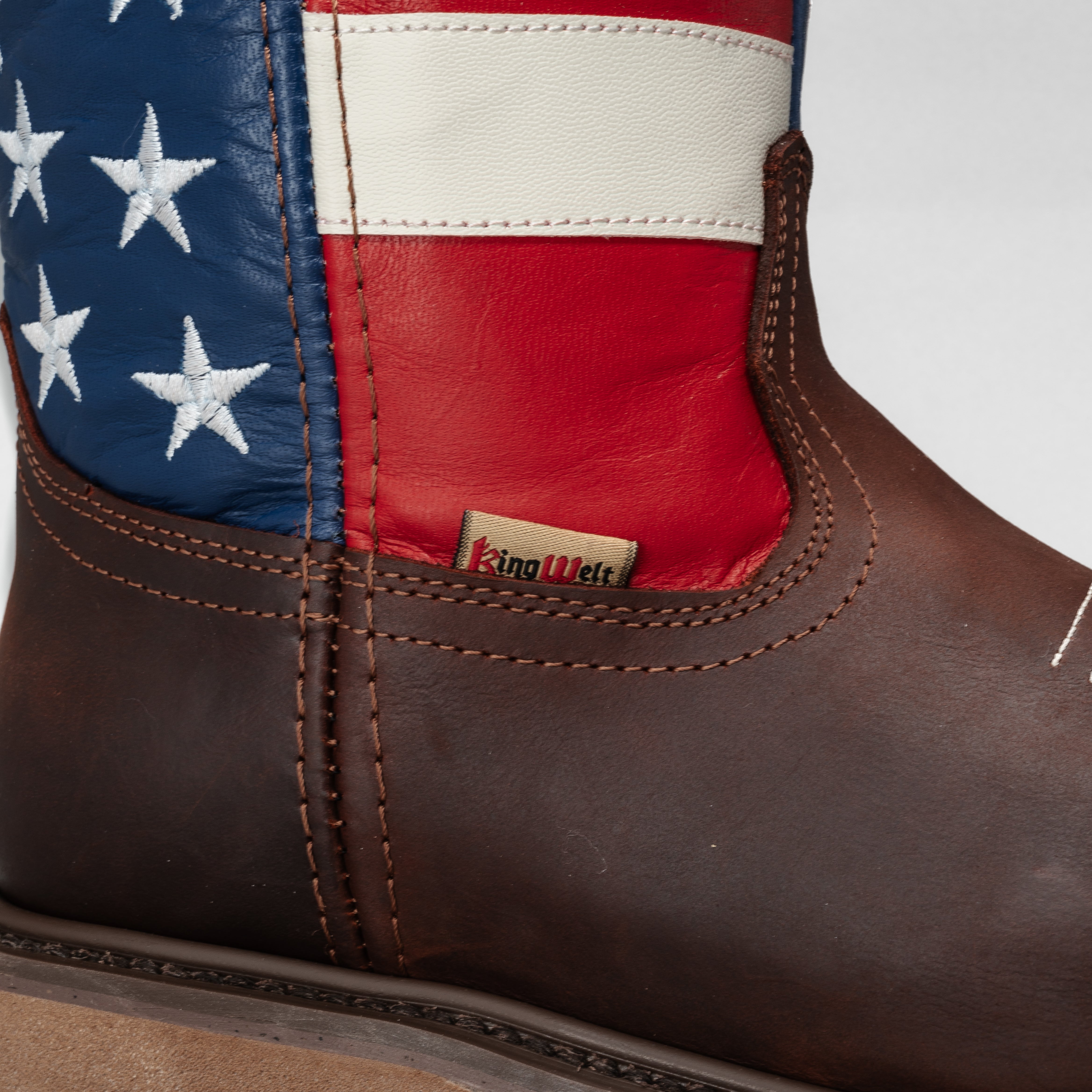 MEN'S  KW5007  WORK BOOTSDUAL DENSITY USA FLAG FULL GRAIN LEATHER 4X4