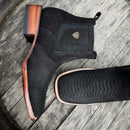 PYTHON PRINT BLACK MEN'S SHORT ANKLE RODEO SQUARE TOE BOOTS-2