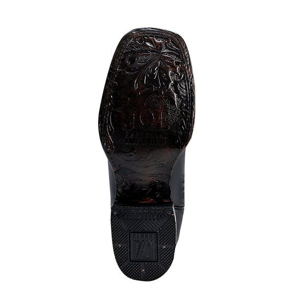 WOMEN’S 1501 BLACK PREMIUM COWBOY BOOTS – SQUARE TOE WESTERN BOOT WITH WHITE EMBROIDERED FLOWERS