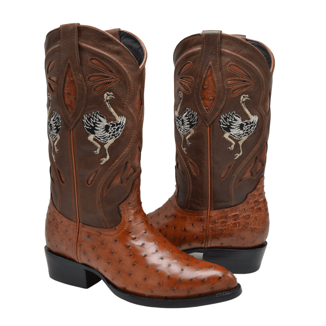 JB903 Punta J Bota Vaquera Original de Avestruz Shedron