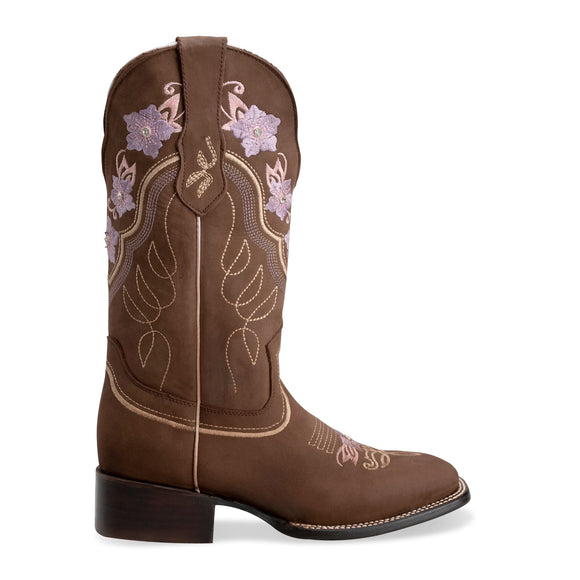 WOMEN’S JAZMIN SAND PREMIUM COWBOY BOOTS – EMBROIDERED SQUARE TOE WESTERN BOOT BUNDLE BELT