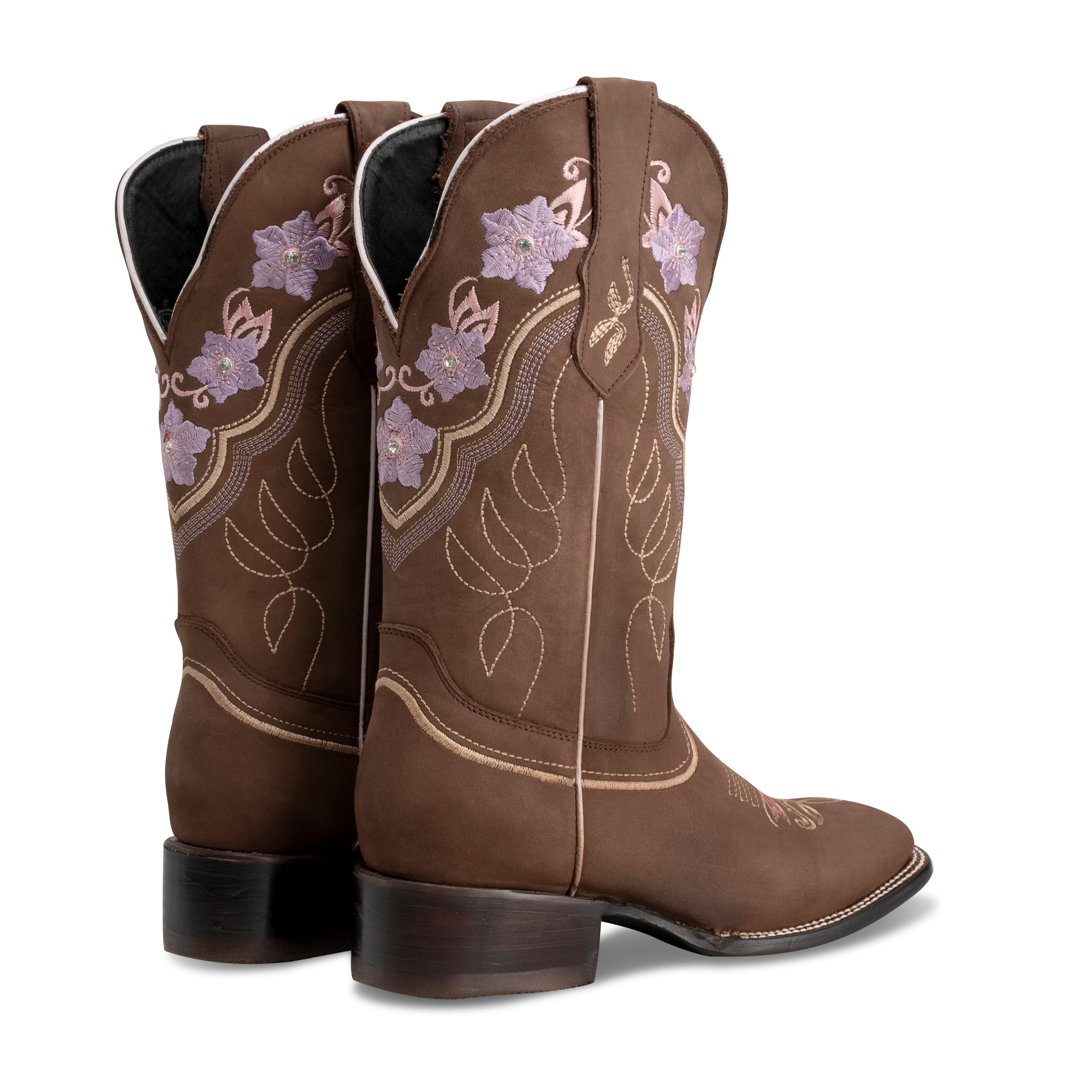 WOMEN’S JAZMIN SAND PREMIUM COWBOY BOOTS – EMBROIDERED SQUARE TOE WESTERN BOOT BUNDLE BELT