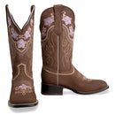 WOMEN’S JAZMIN SAND PREMIUM COWBOY BOOTS – EMBROIDERED SQUARE TOE WESTERN BOOT-2