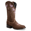 WOMEN’S JAZMIN SAND PREMIUM COWBOY BOOTS – EMBROIDERED SQUARE TOE WESTERN BOOT BUNDLE BELT-5