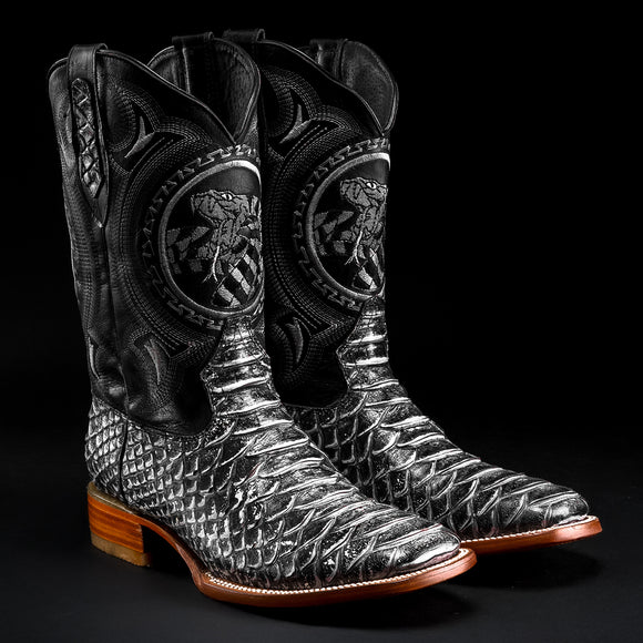 MEN'S RODEO WESTERN BOOTS VIPER PYTHON SQUARE TOE COWBOY BOOT