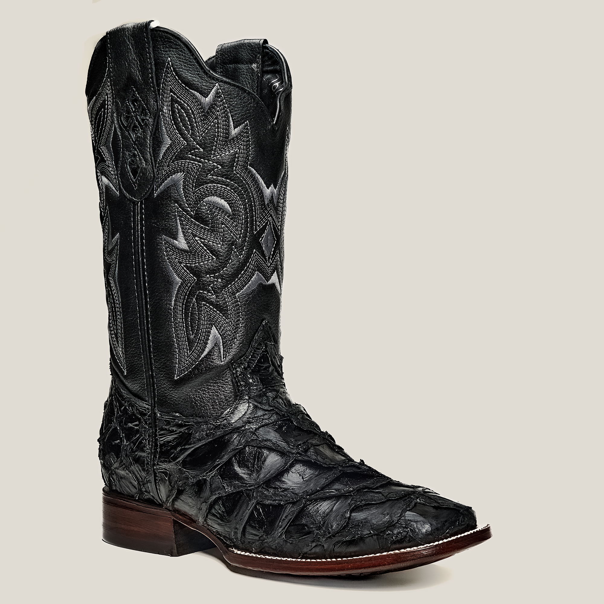 MEN'S 761 EXOTIC PIRARUCU FISH BOOTS WESTERN BOOT SQUARE TOE COWBOY BOOT