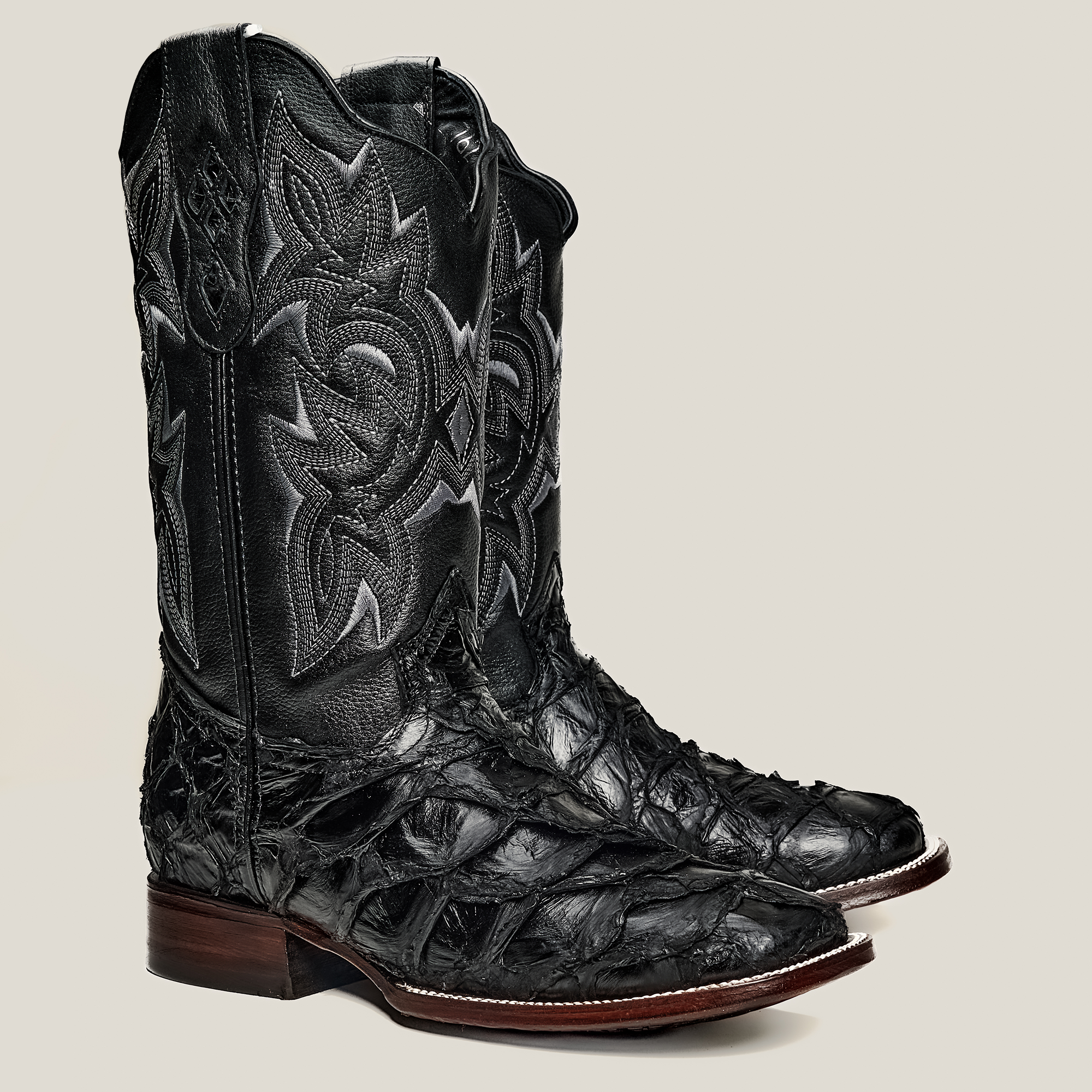 MEN'S 761 EXOTIC PIRARUCU FISH BOOTS WESTERN BOOT SQUARE TOE COWBOY BOOT